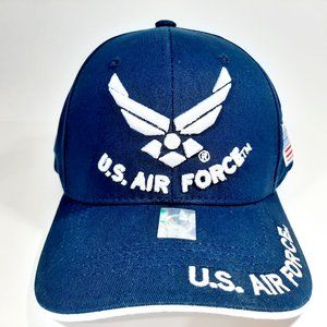 U.S. Air Force Wings Hat Navy Blue US Flag Puff Em